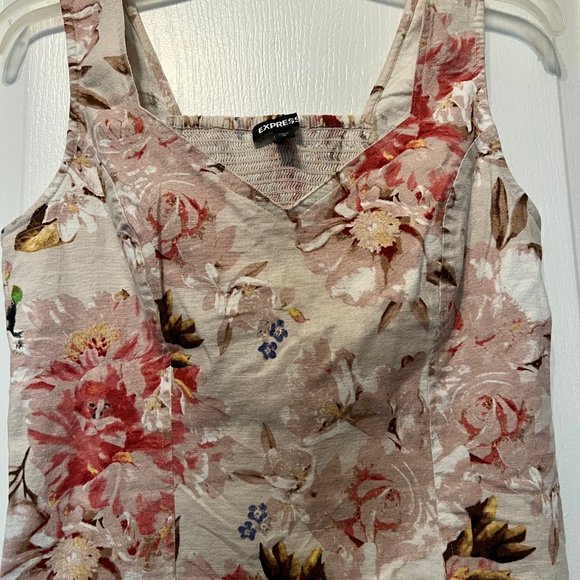 Express-Floral-Cropped-Sleevless-Fall-Add Blazer-Size Medium-Stretch-Lined - Picture 5 of 10